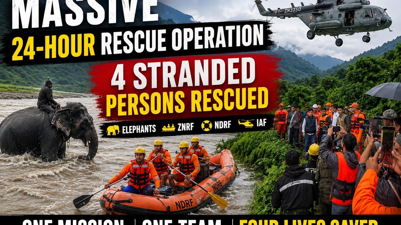 Massive 24 Hrs Rescue Operation | Elephants, ZNRF, NDRF & IAF Save 4 Stranded Persons 