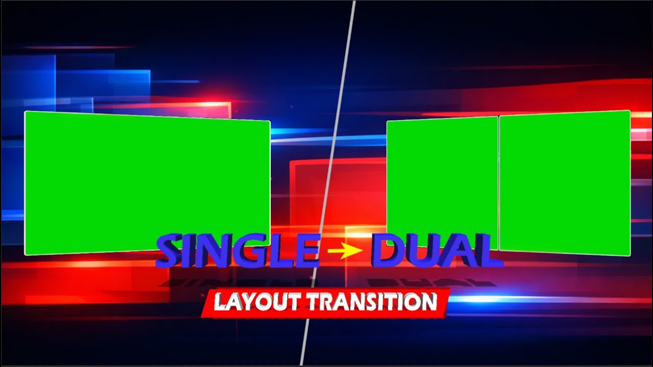 Single to Dual Box News Layout Transition | Broadcast Style | News Box | Green Screen Chroma Key