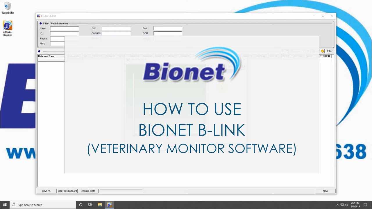 How to use Bionet B-Link (Veterinary Monitor Software)