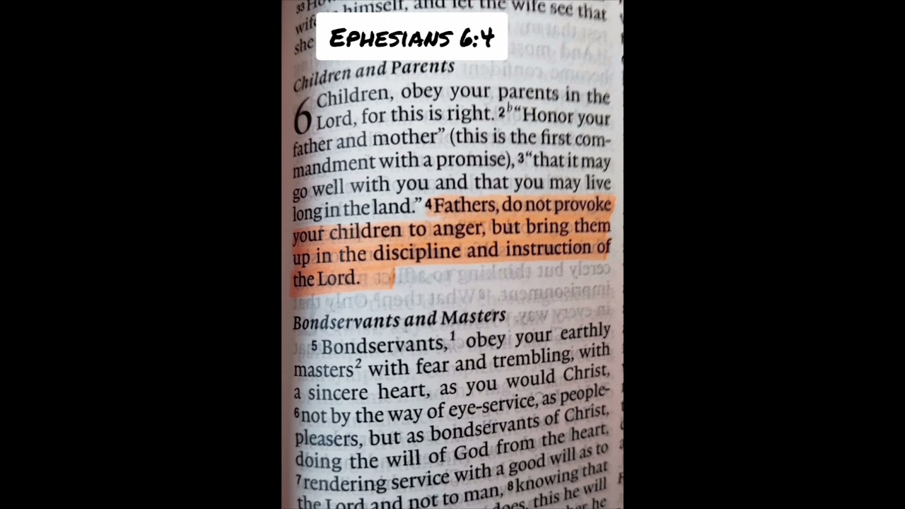 Ephesians 6:4 Fathers/parents how do you treat your children?