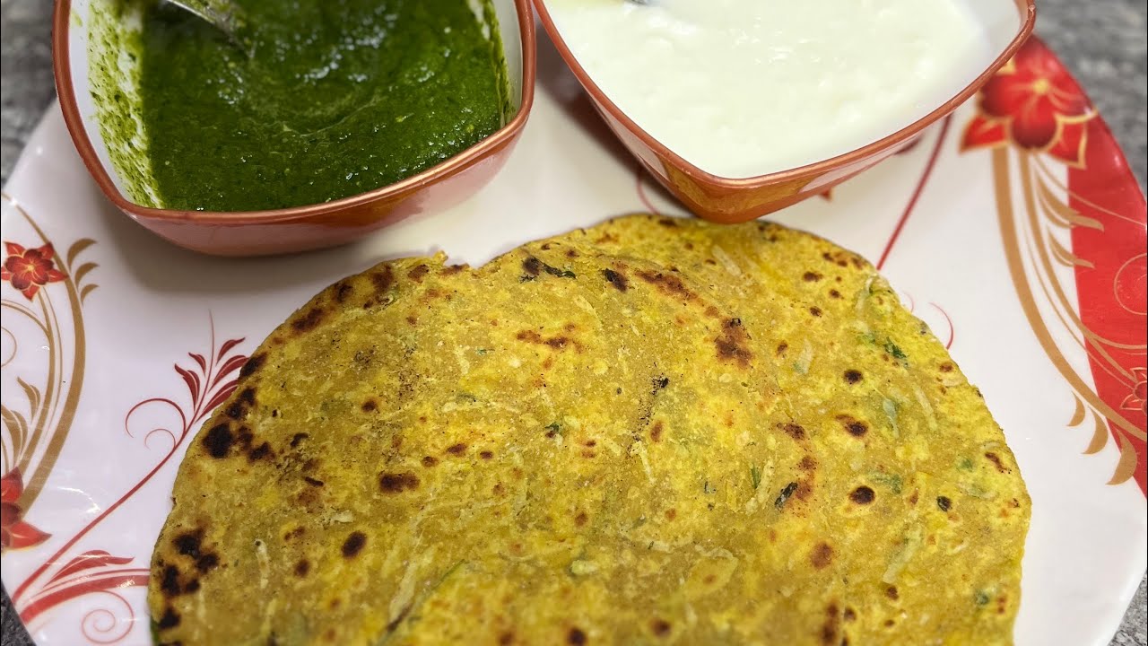 Mooli Ka Paratha With Green Chutney & Dahi मूली का पराठा |Mooli Ka Paratha & Haradhaniya Chutney |