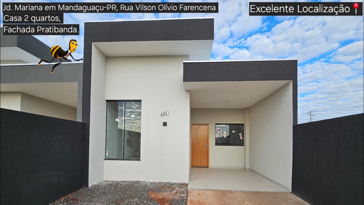 Jd. Mariana em Mandaguaçu-PR. 🏡 Casa 2 Q🛏🛏, Fachada Pratibanda, ótima localização.