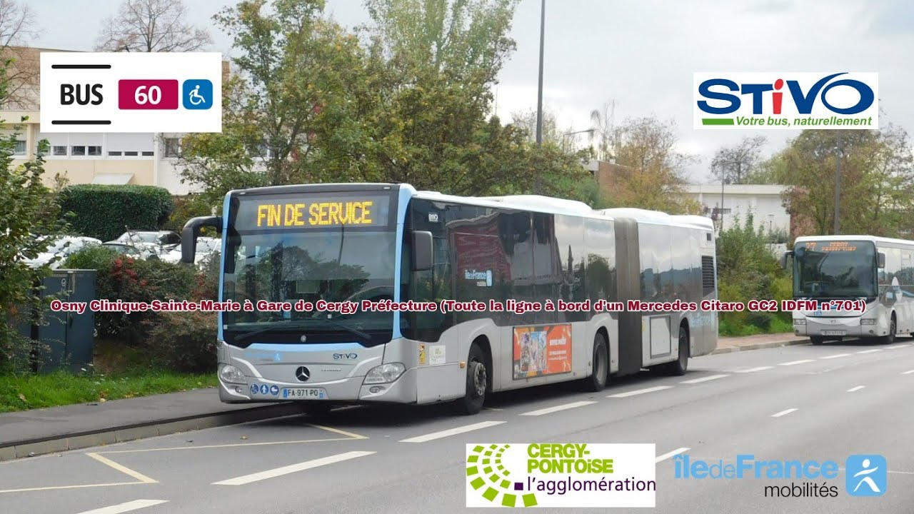 [Ligne 60 STIVO] Citaro GC2 IDFM n°701 - Osny Clinique-Sainte-Marie à Gare de Cergy Préfecture