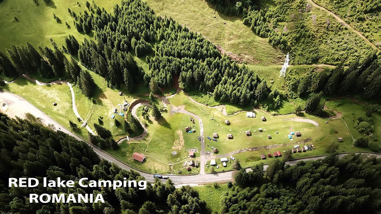 RED lake Camping, Romania by drone