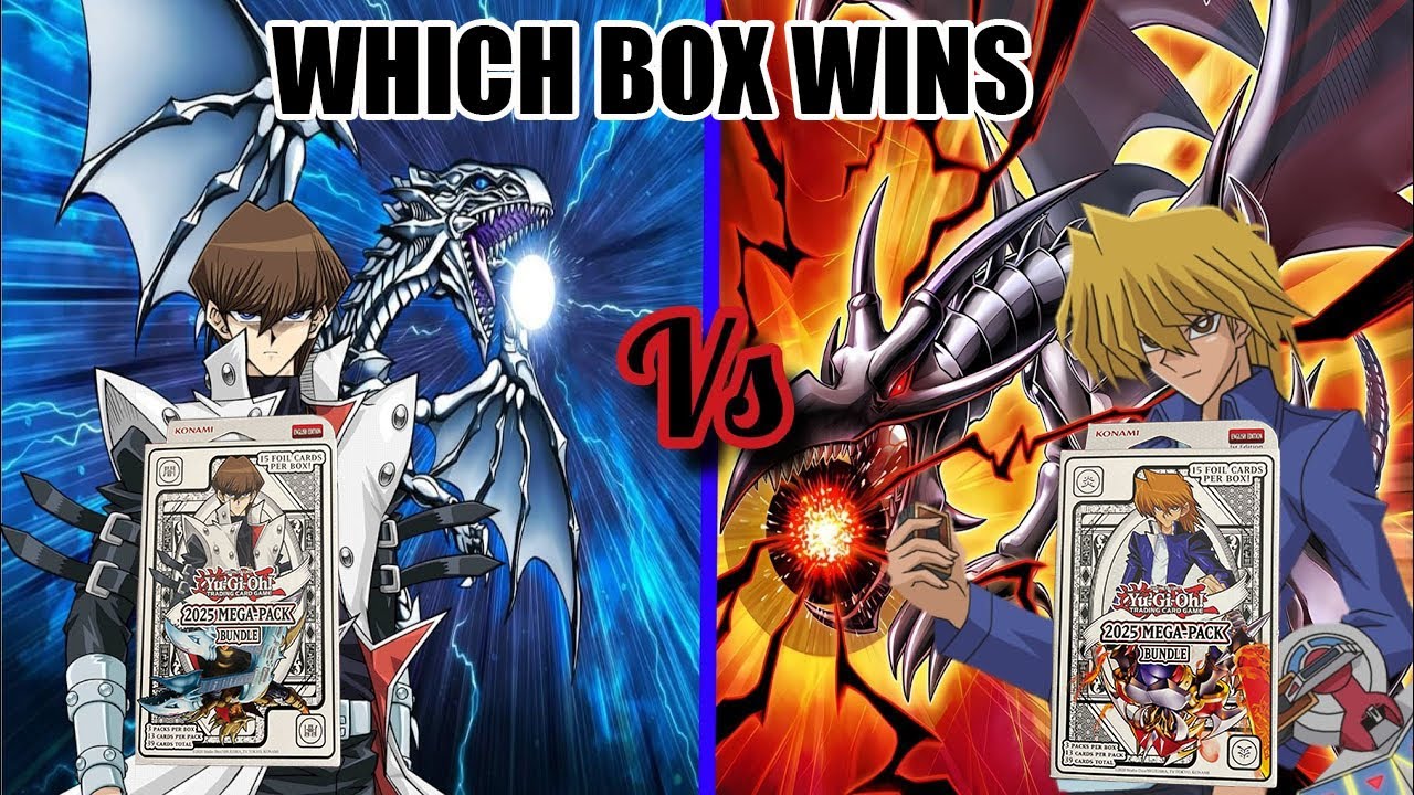 Открытие мега-паков Yu-Gi-Oh! 2025: коробка с Каибой против коробки с Джои.