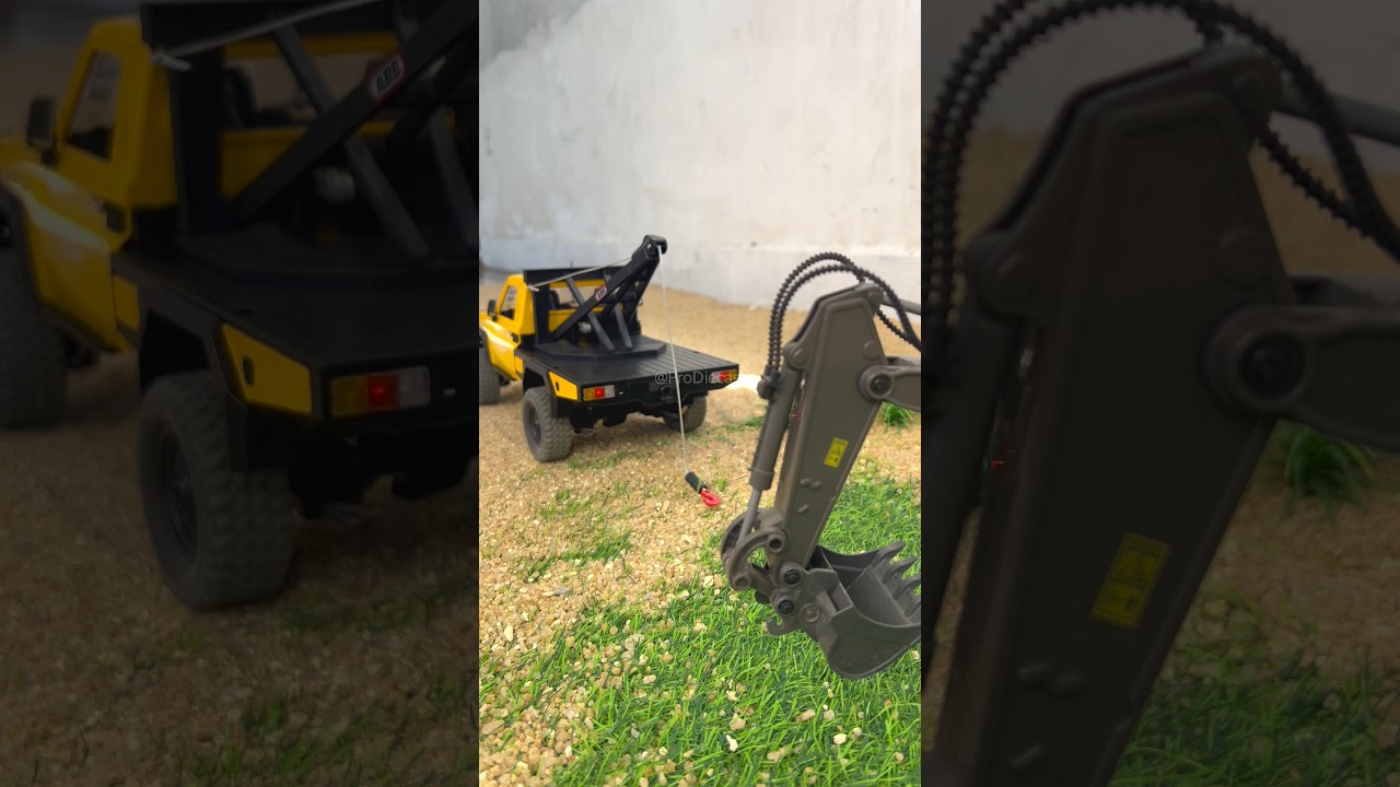 Toyota MN82-T Help Towing Excavator #rc #automobile #excavator #trending #fyp #shorts