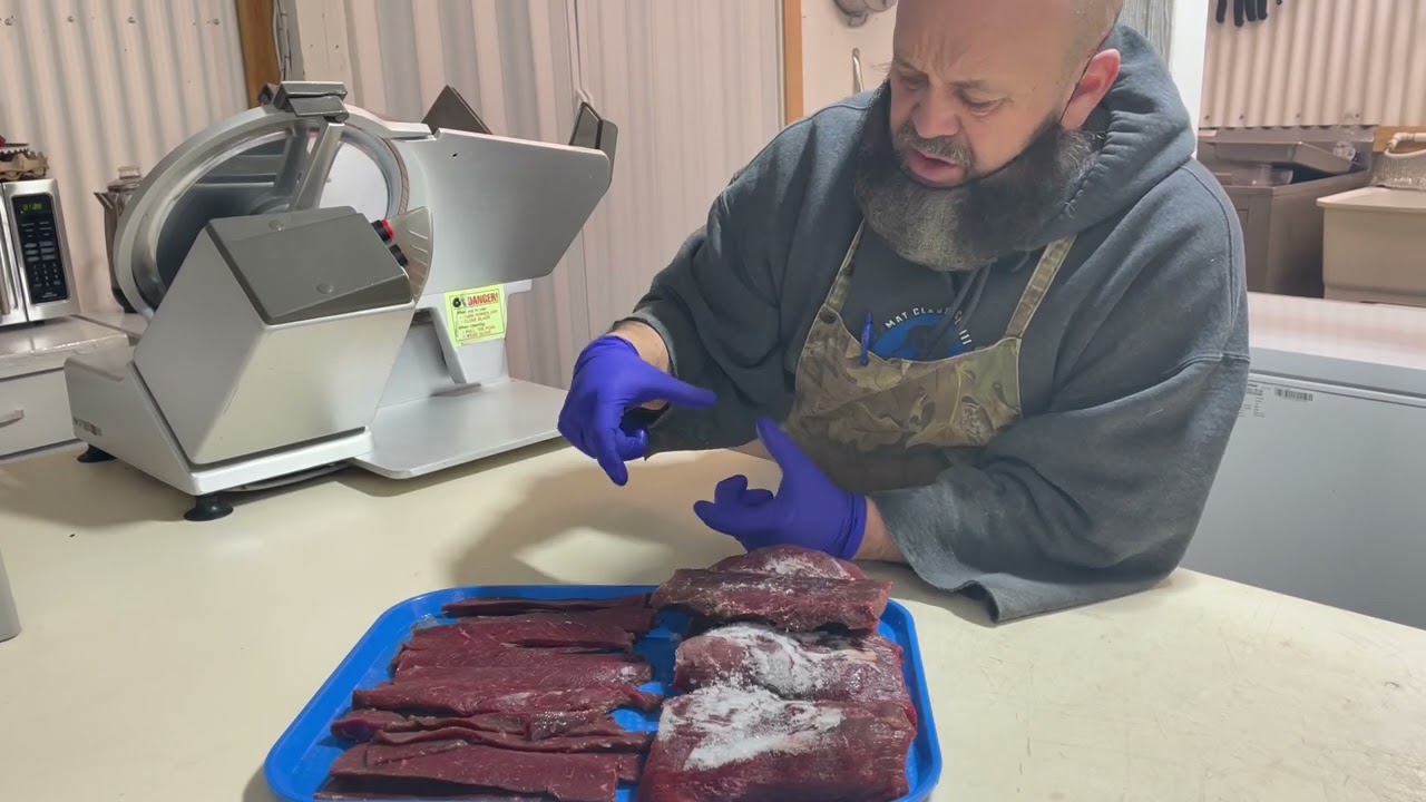 Step 1 - slicing venison jerky
