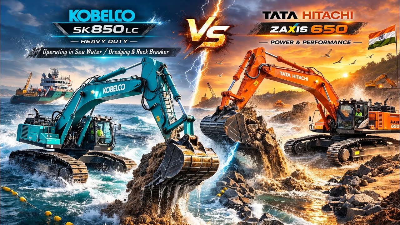 🌊 Kobelco 850 vs Tata Hitachi 650 | Ultimate Sea Water Dredging Battle 🔥
