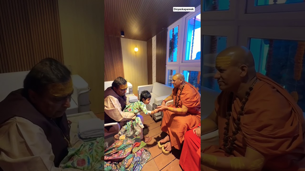 Grandfather's love & divine blessings ✨ Mukesh Ambani with Veda Ambani❤️ #ambani #viralshorts