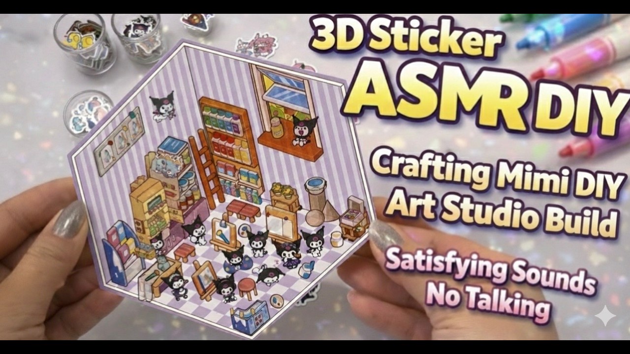 Satisfying 3D Kuromi Art Room | Relaxing No Talking ASMR Sticker Setup #3dsticker #art #satisfying
