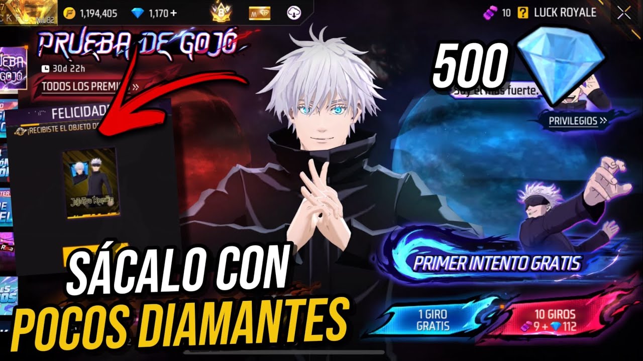 C&Oacute;MO SACAR LA SKIN DE SATORU GOJO EN LA TORRE DE TOKENS CON POCOS DIAMANTES 💎  FREE FIRE X JUJUTSU K