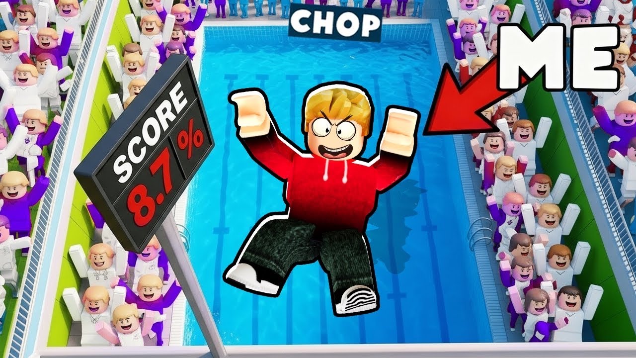 ROBLOX CHOP AND FROSTY JUMP FROM TALLEST JUMP INTO SWIMMING POOL
