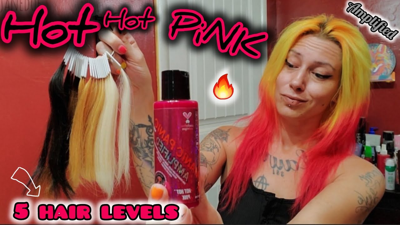 MANIC PANIC HOT HOT PINK HAIR DYE on 5 levels of hair! AMPLIFIED UV REACTIVE NEON HAIR COLOR!
