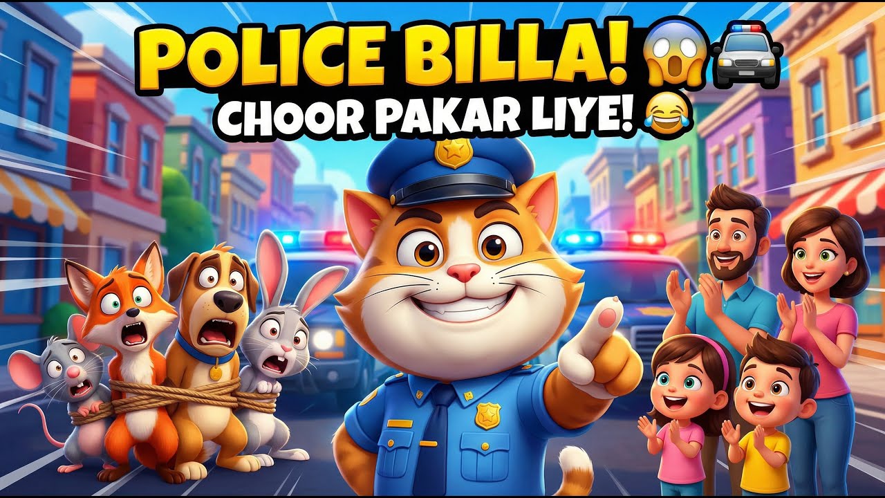 Police Billa Aur Shehr Ke Choor 😂🐱  Kids Funny Cartoon