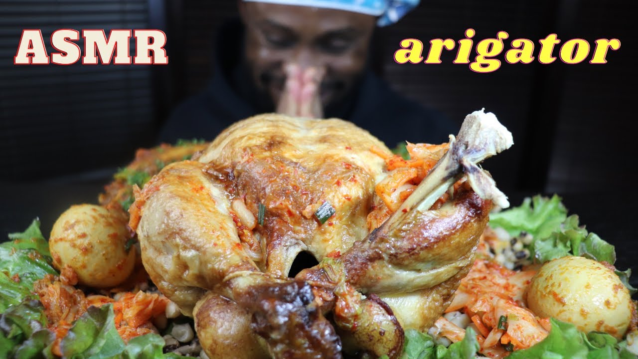 Asmr mukbang Whole Roasted ChickenBone Rice Stew,Nigeria Food Mukbang for Christmas Celebrations.