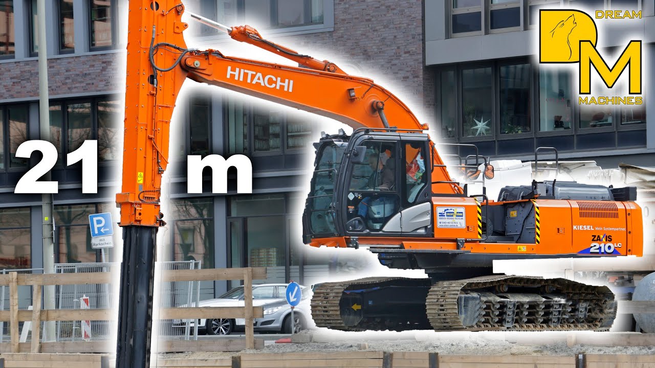 Spectacular excavator can dig 21m deep Hitachi Zaxis 210 into the ground extendable boom