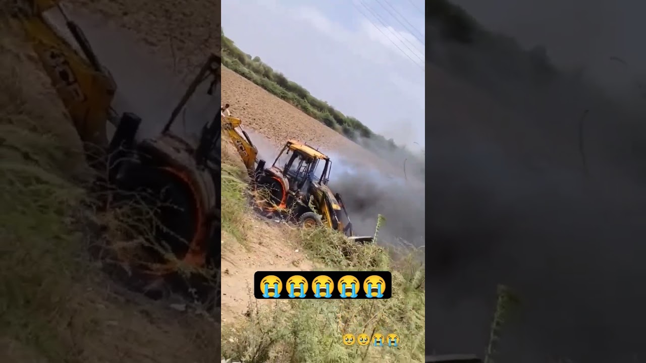 The JCB 3DX machine caught fire 🔥🔥😭😭😭