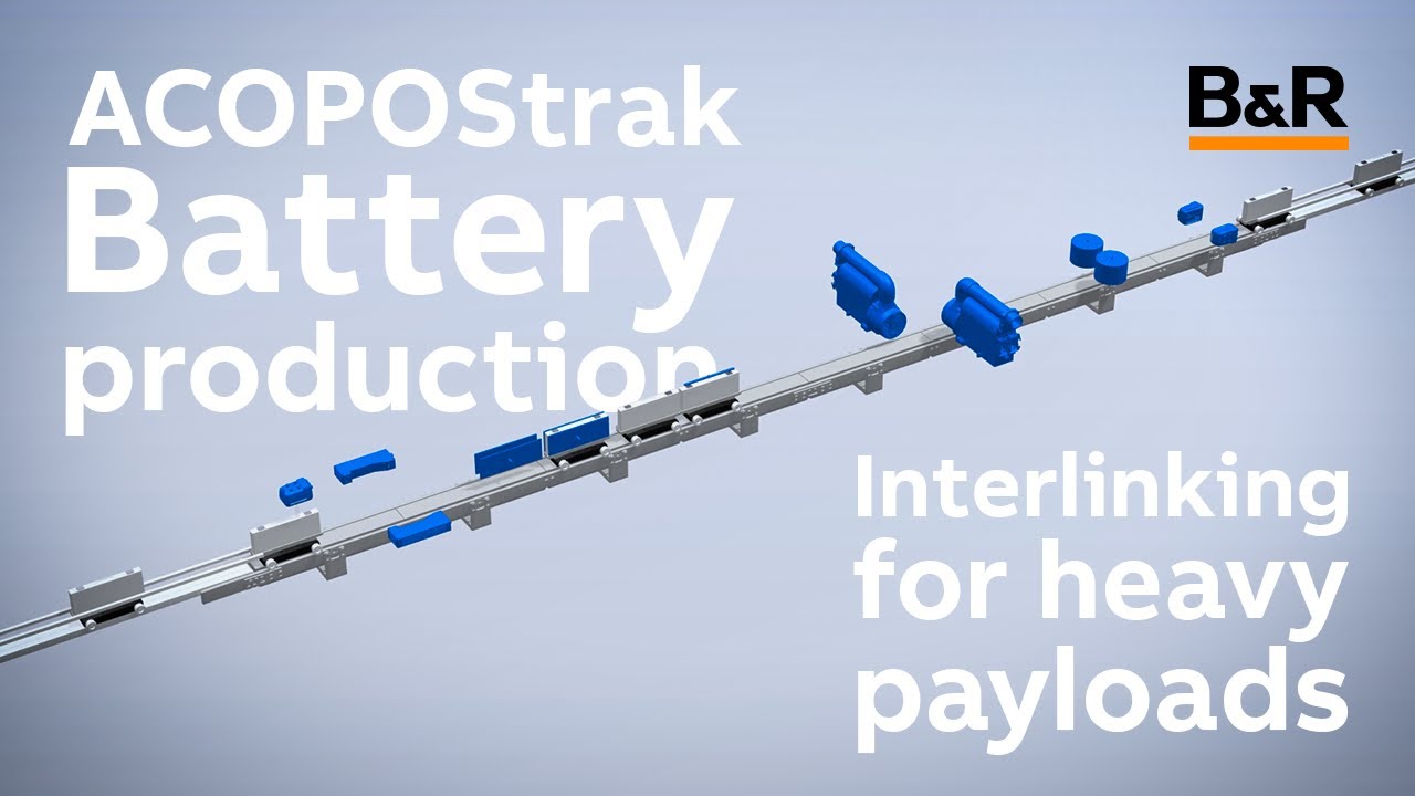 High-volume prismatic battery pre-assembly using ACOPOStrak interlinking for heavy payloads