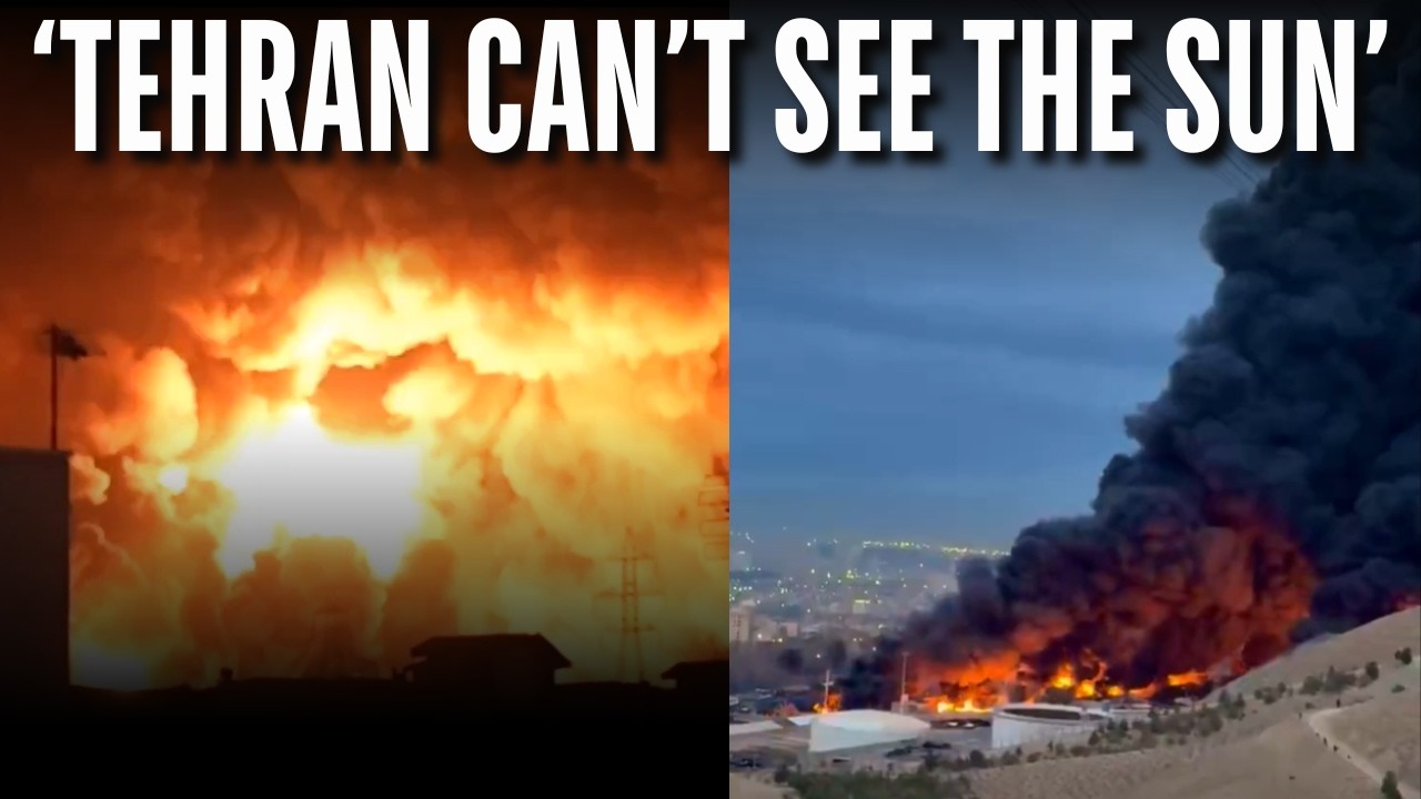Iran's Largest Oil Depots Struck By Israel | Shahran Oil Depot's Smoke Blocks Out The Sun