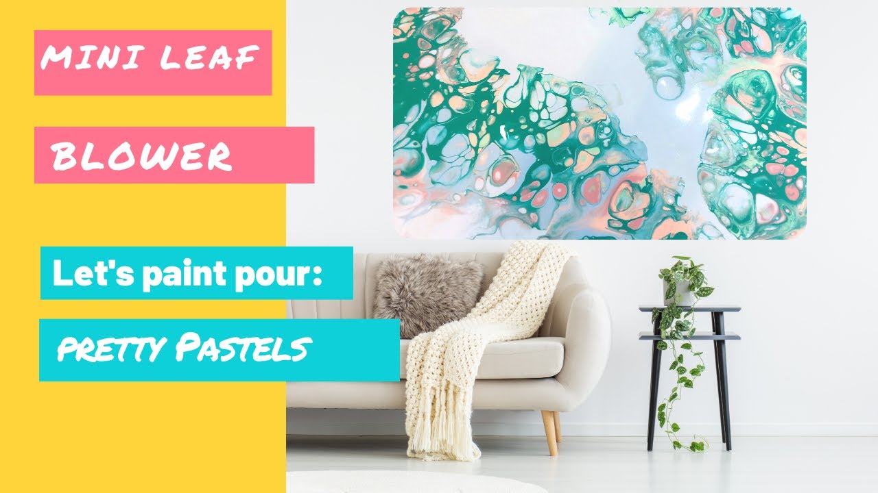 Pastel Mini Leaf Blower Paint Pour | Worlds Smallest Leaf Blower Fluid Acrylic Painting Demo