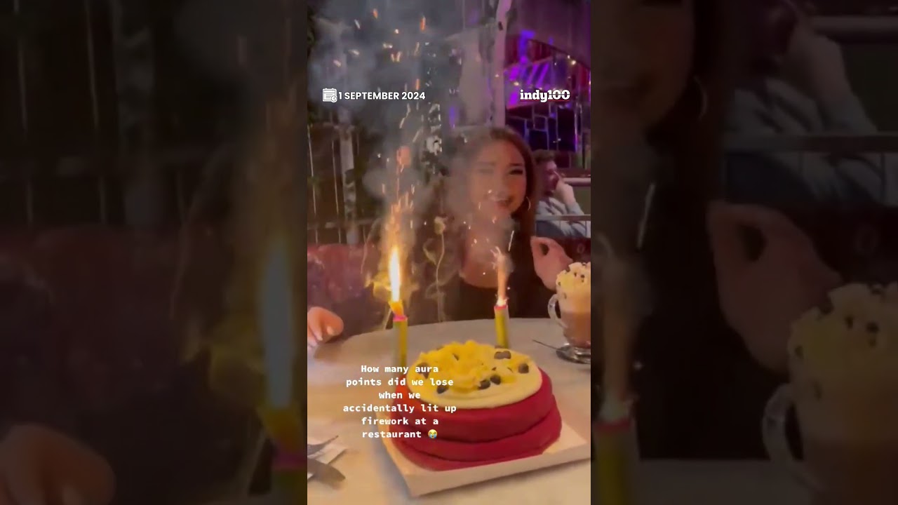 Restaurant guests accidentally light fireworks instead of birthday candles #viral #shorts