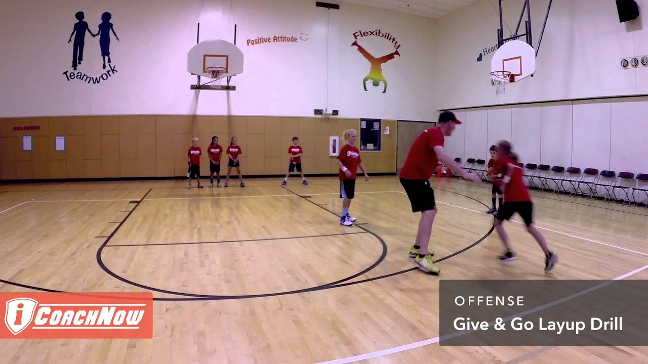 Basketball Offense - Give and Go Layup Drill