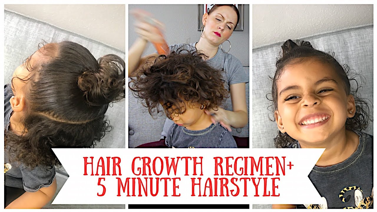 Mixed Toddler Daily Hair Growth Regimen + 5 minute hairstyle for curly hair