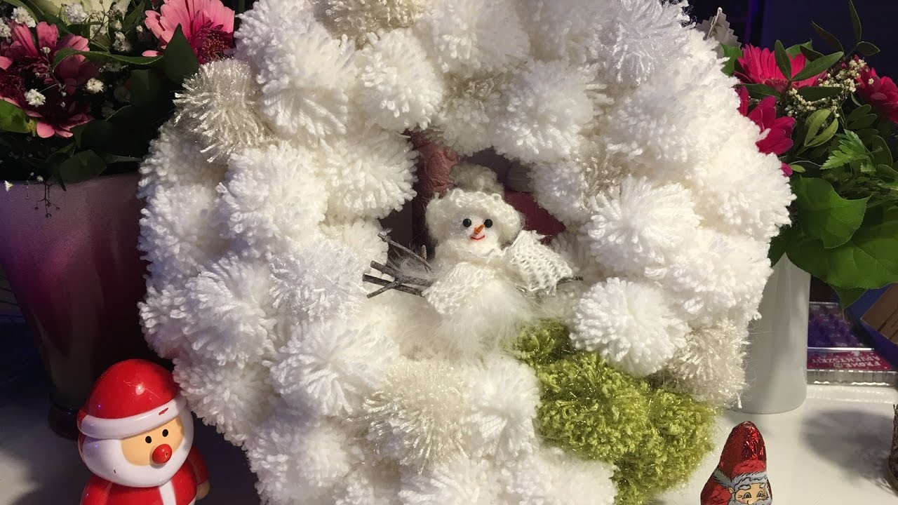 Winter Pom Pon Kranz DIY