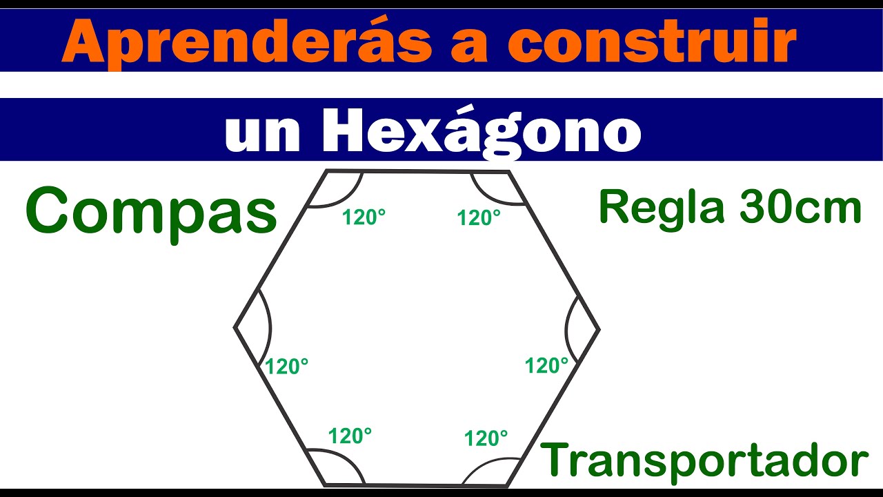 Como construir un Hexágono utilizando el compás y transportador/ Ejemplo 2 / Aprende y enseña facil