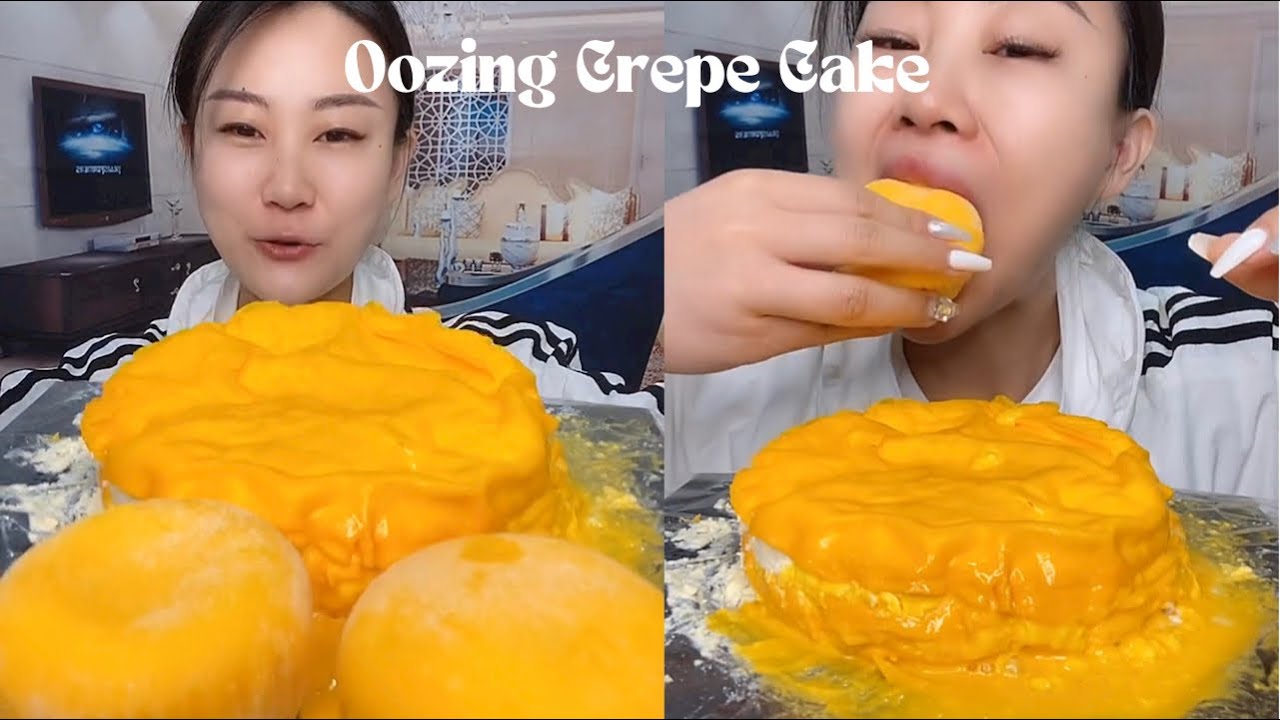 Oozing & Satisfying Crepe Cake Custard ASMR