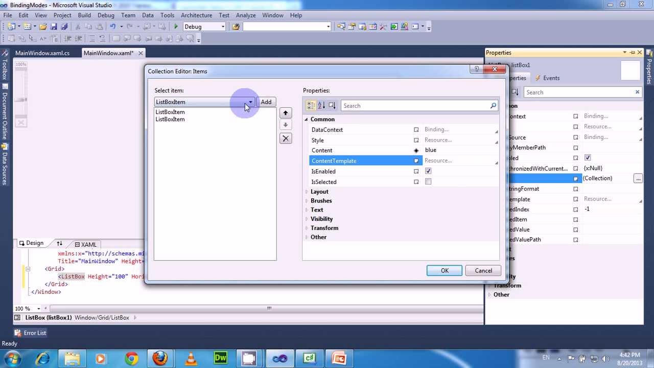 Binding Modes in wpf