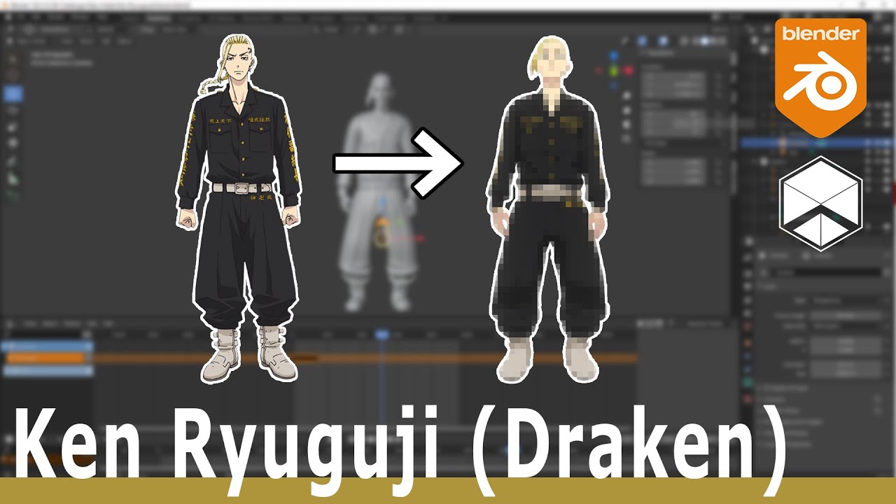 Ken Ryuguji Blender Аниме Моделирование Timelapse