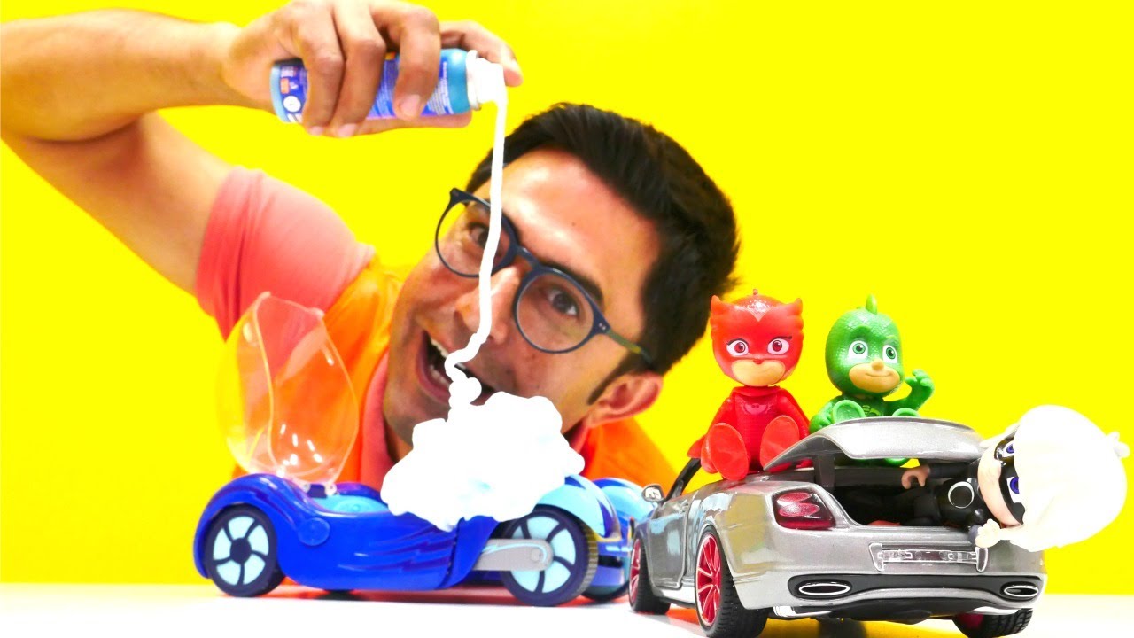 Pijamaskeliler oyuncakları. Nail Baba ile tamircilik oyunu. PJ Masks aracı