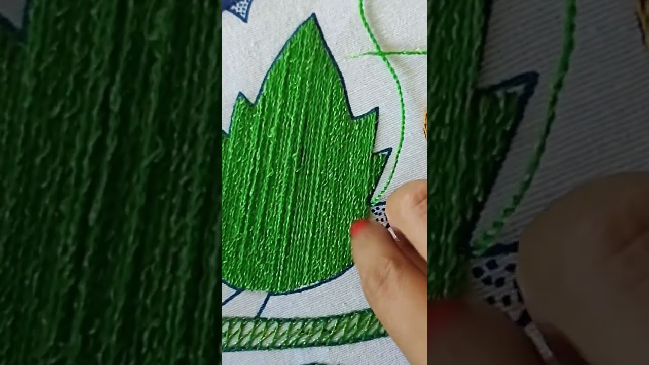 C&oacute;mo bordar una hoja grande #bordadofantas&iacute;a #handembroiderytutorial #bordado