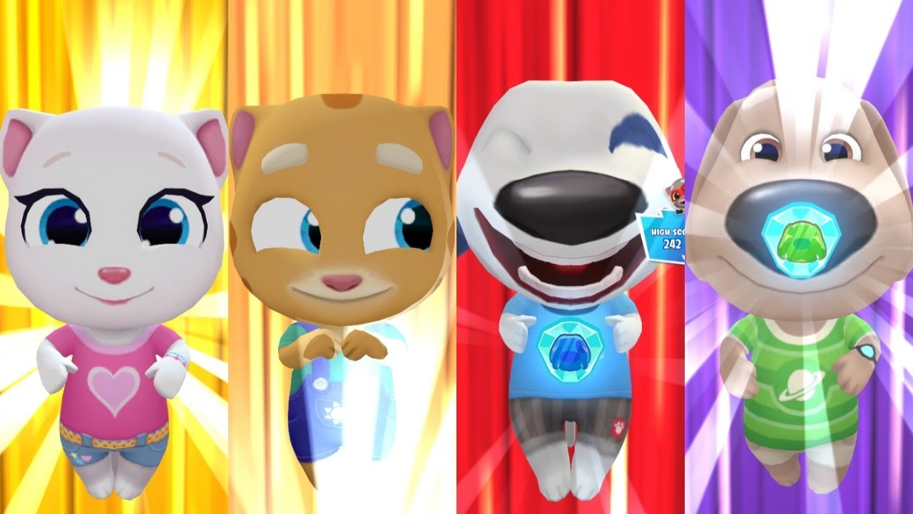 Talking Tom Hero Dash - Ben Vs Super Angela Vs Hank Vs Super Ginger Unlocked & Chasing Rakoon Bosses