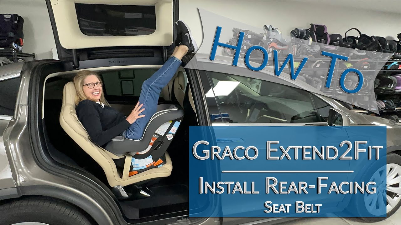 Установка Graco Extend2Fit Convertible лицом назад с ремнем безопасности в Tesla Model X