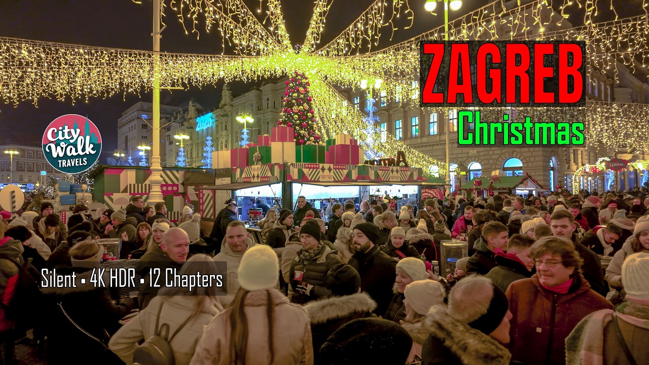 Advent in Zagreb 🇭🇷 Christmas Market Walk | 4K HDR | Natural Sound (2024)