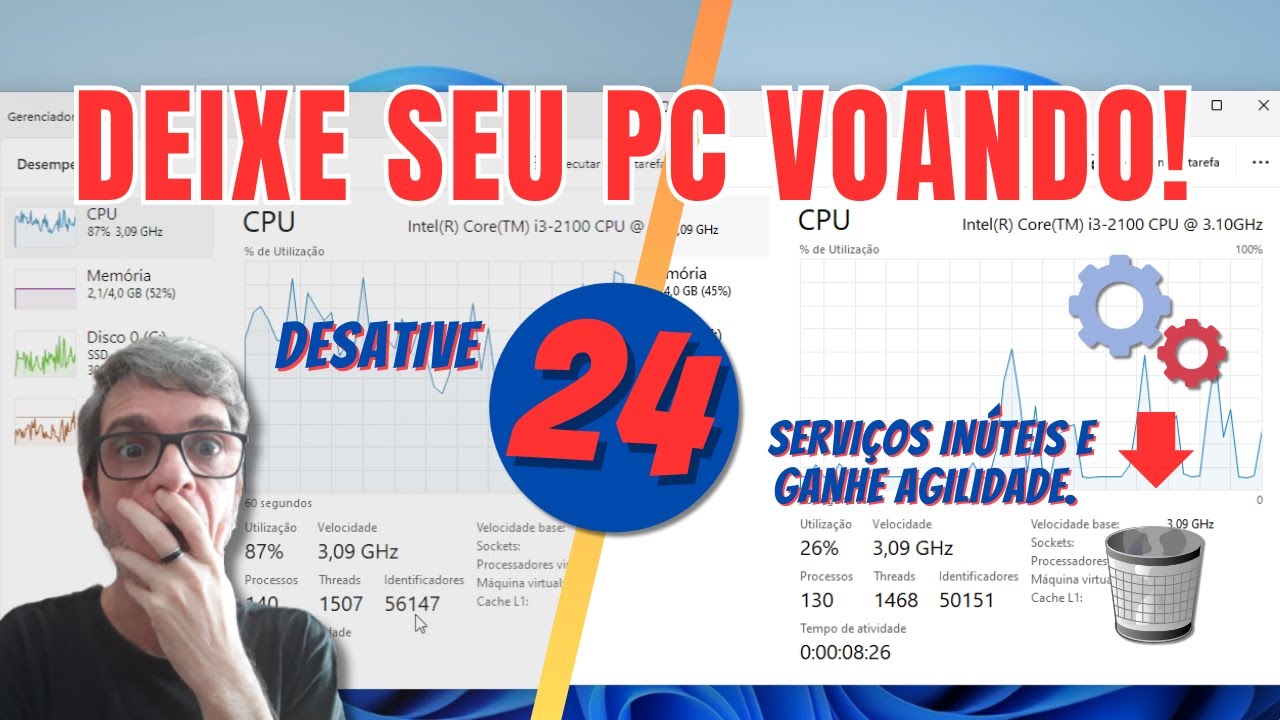 DESATIVE 24 SERVIÇOS INÚTEIS para DIMINUIR o uso de CPU e RAM no WINDOWS 10 ou 11! ⚙️🚀