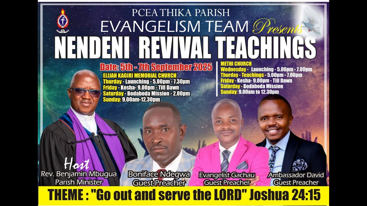 NENDENI SUNDAY 7TH SEP  2025 || PCEA ELIJAH KAGIRI MEMORIAL CHURCH