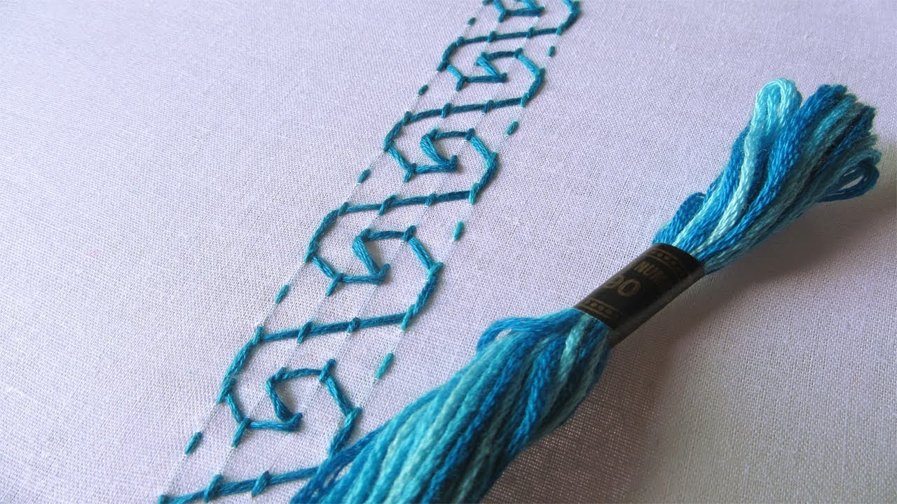 Hand Embroidery | Border Design by Shongkho Lata Stitch | Hand Embroidery Designs #33