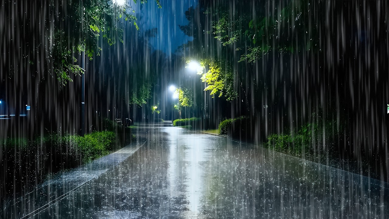 Instant Deep Sleep with Rain Sounds | ASMR Gentle Rain on Night Road to Cure Insomnia