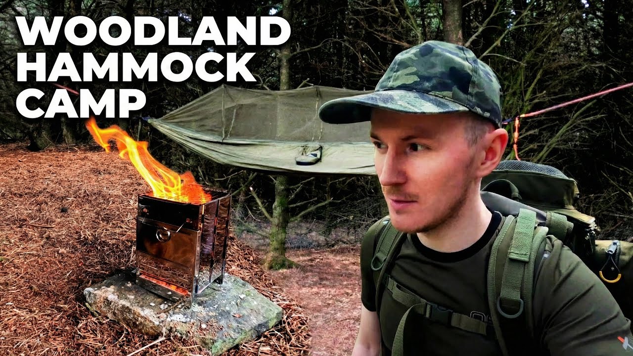 Кемпинг в гамаке в лесу + приготовление пищи на дровяной печи 🌲🔥