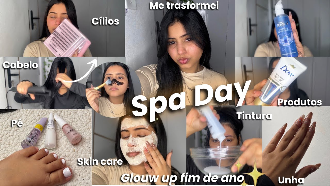 SPA DAY COMPLETO DE FIM DE ANO🧖🏽‍♀️✨|pintei o cabelo| skin care| depilação| unhas, cílios..