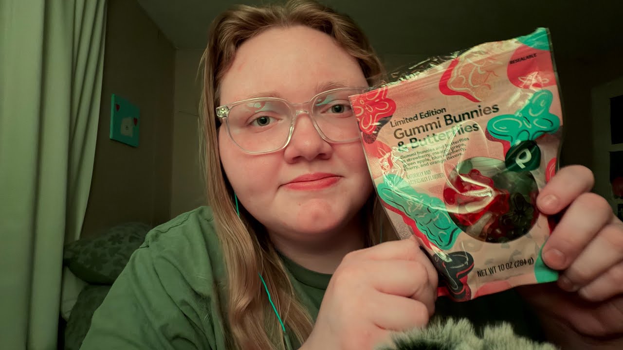 ASMR Gummy Candy Mukbang (chewy candy sounds + whispering)