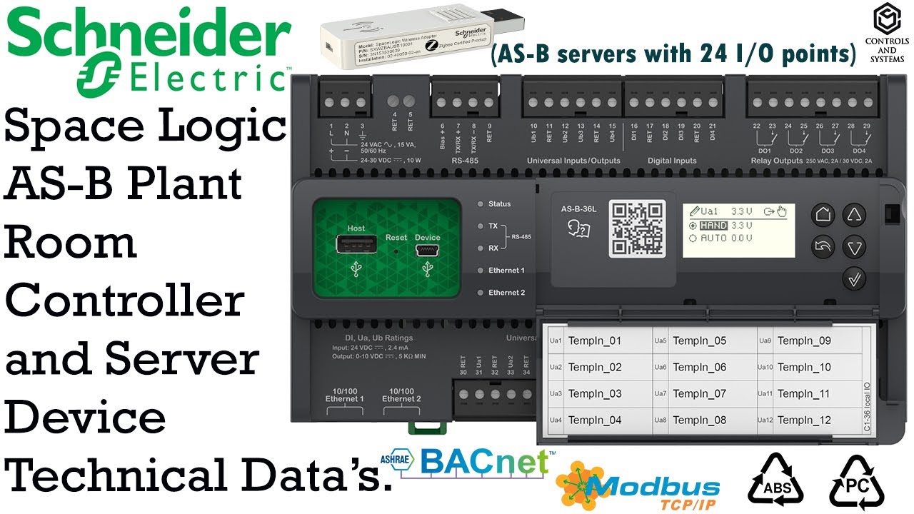 Контроллер и серверное устройство Schneider Space Logic AS-B для помещений и автоматизации зданий