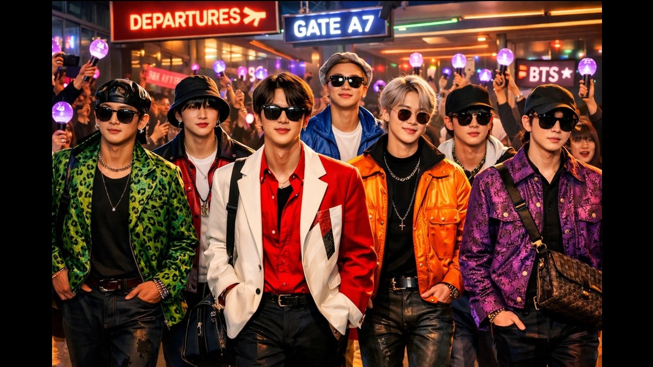 🌍 BTS no aeroporto: flashes, gritos e a força de um fenômeno global