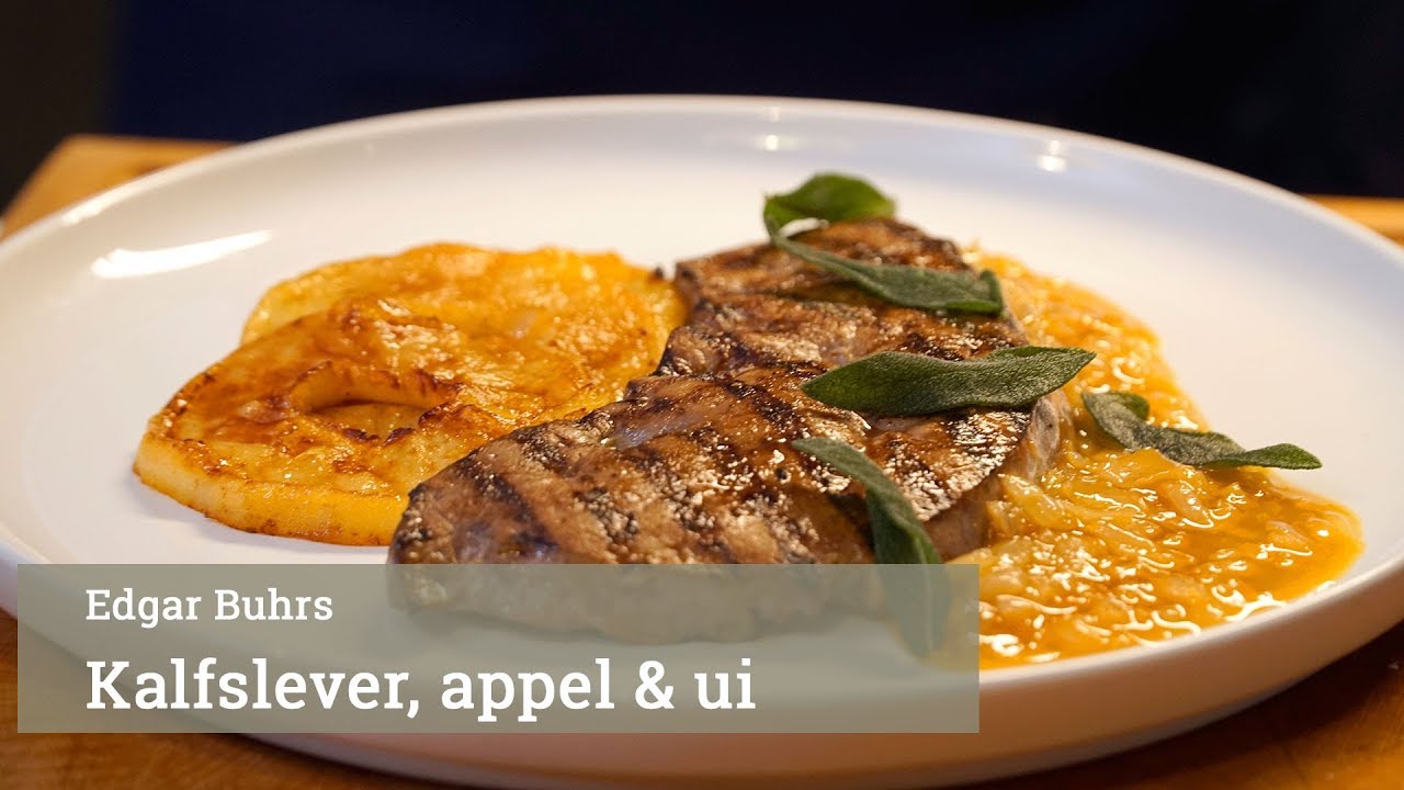 Gebakken kalfslever met appel en ui