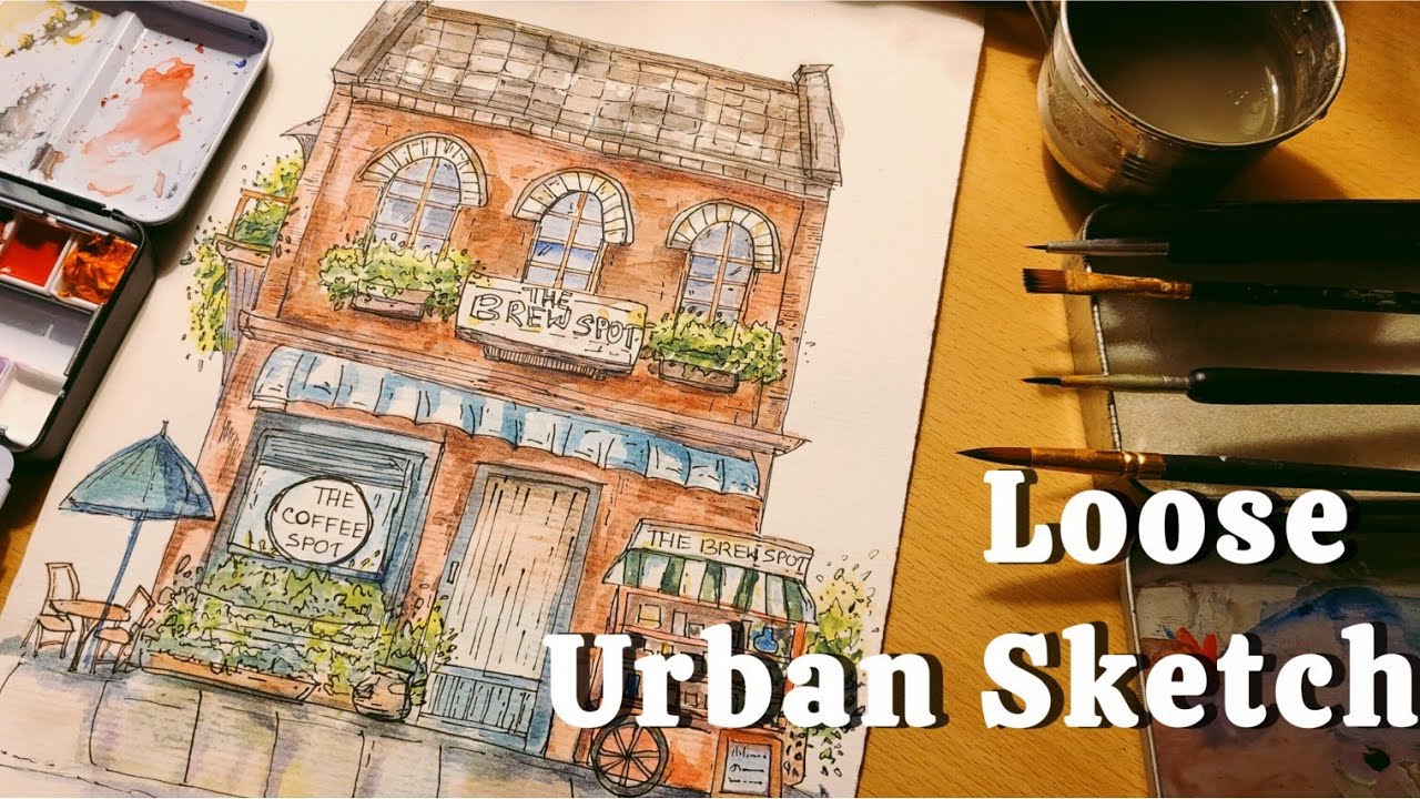 Urban Sketching Tutorial 🌱✨ Loose Ink & Watercolor Techniques for Beginners