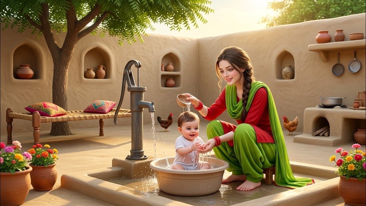 Woman Daily Routine |Mud House Morning with Cute Baby  Peaceful Rural Life ASMR | 