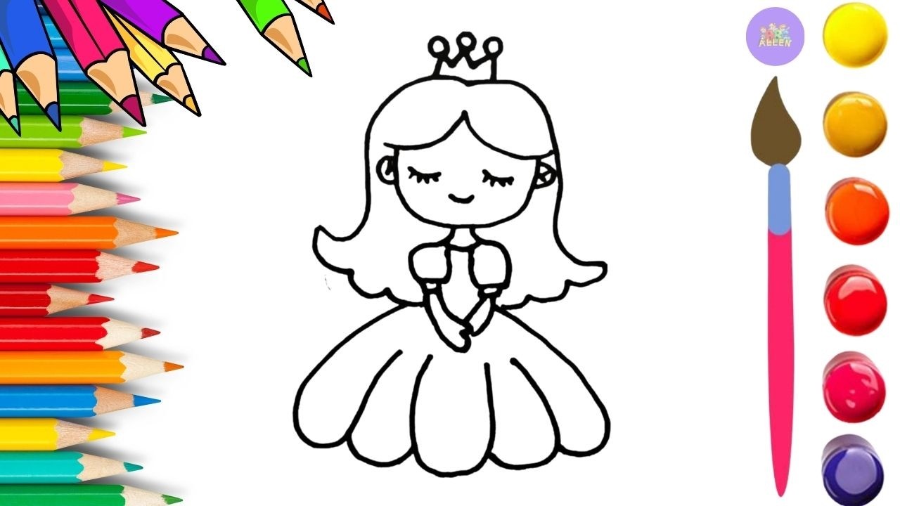 How To Draw cute Princess Drawing, Painting & Coloring For Kids and Toddlers_🌈🎨